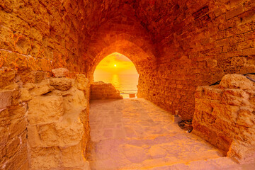 Sunset view of an ancient room, Apollonia National Park