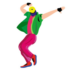 Dancing colored guy with outstretched hand