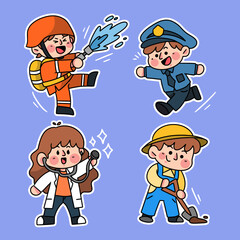 Collection of Dedicated Specialist Worker Digital Illustration Pack