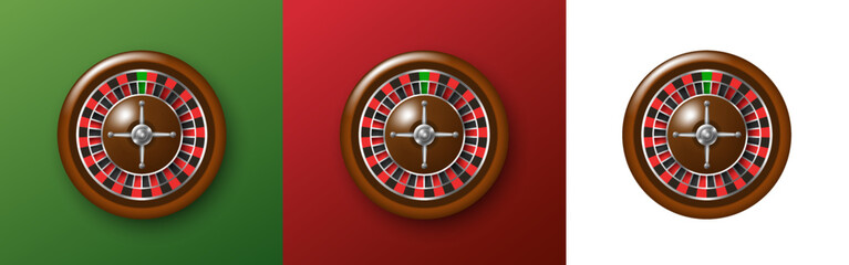 3d Roulette wheel. Casino roulette wheel. European roulette wheel. Vector clipart isolated on white background.