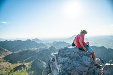 Hiker on Piesteva Peak Phoenix