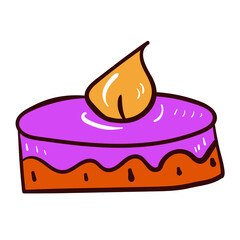 Colourful candle with fire. Wax light. Vector icon on white background.