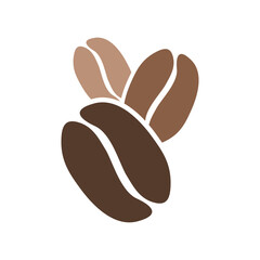 Icon Set of Brown Coffee Beans with Organic Smooth Shape. Vector Image.
