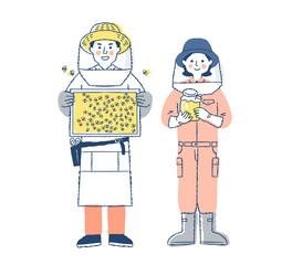 養蜂農家の男女