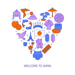 Welcome to Japan poster in line style