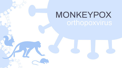 Monkeypox outbreak. Monkeys and rodents as carriers of the monkey pox virus. Flat design vector illustration, silhouette style.