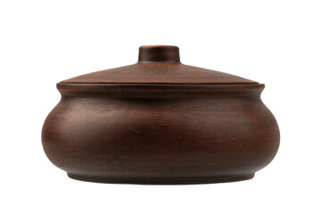 ceramic pot for baking in the oven, isolate on a white background 