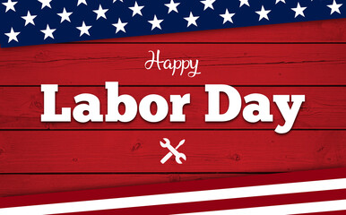 USA Labor Day background on wood