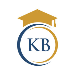 Letter KB Education Logo Concept With Educational Graduation Hat Vector Template
