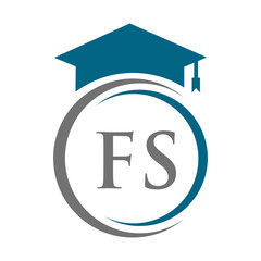 Letter FS Education Logo Concept With Educational Graduation Hat Vector Template