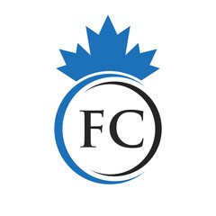 Letter FC Maple Leaf Logo Template Symbol Canadian Business, Company Logo Concept Vector Template