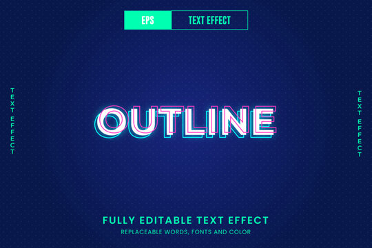 Outline 3d editable vector text effect 