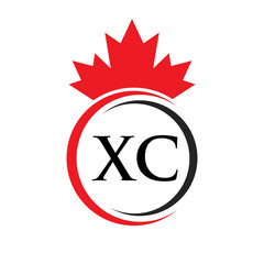Letter XC Maple Leaf Logo Template Symbol Canadian Business, Company Logo Concept Vector Template
