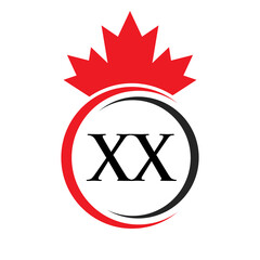 Letter XX Maple Leaf Logo Template Symbol Canadian Business, Company Logo Concept Vector Template