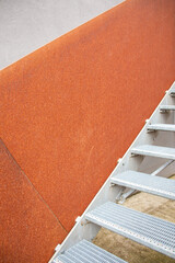 Detail of corten railings with stairs