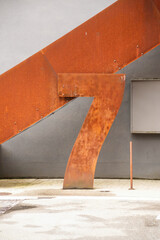 Detail of corten railings with stairs