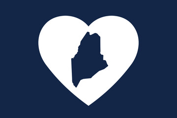 Patriotic heart symbol. US American state inside the heart shape.
