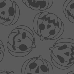 Fototapeta na wymiar Autumn cartoon line art seamless pumpkins pattern for clothes print and wrapping and notebooks and kids