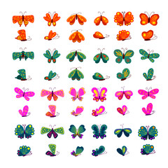 Obraz premium Set of colored butterflies. Vector illustration