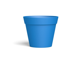 Blue flowerpot isolated on white background. 3d illustration.