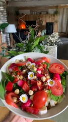 salad with vegetables and flowers
