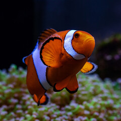 Naklejka na ściany i meble Amphiprion ocellaris clownfish in reef aquarium 