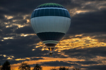 hot air balloon at sunset