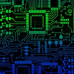 printed circuit board ( blue and green)