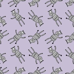 Cartoon kids animals seamless zebra pattern for wrapping and notebooks and clothes print and fabrics