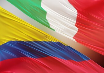 Abstract Colombia Flag, next to Italian Flag 3D Render(3D Artwork)