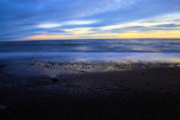Auchenmalg Beach Luce Bay Southwest Scotland at sunset in Winter