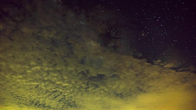 Time lapse video night Sky of Milky Way with starting of sky Travel and Go Everywhere concept.