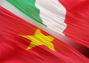 Abstract Vietnam Flag, next to Italian Flag 3D Render(3D Artwork)