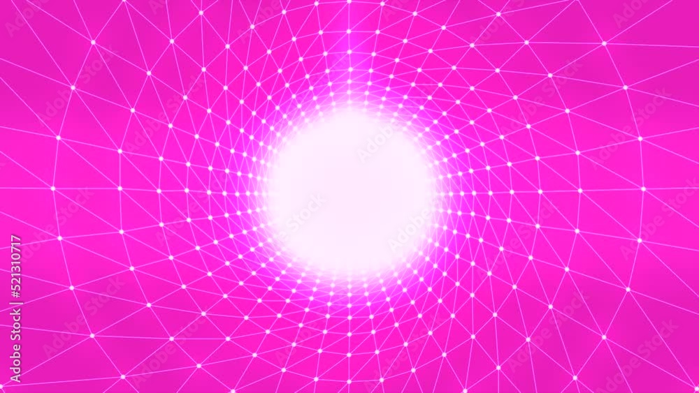 Aufkleber cyber tunnel with electronic grid and dots. motion. circular tunnel with grid and dots in space. mat