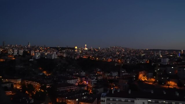 View of Ankara silhouette from 50 year anniversary park in the evening.