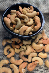 cashew nuts on ceramic bowl to appetizer