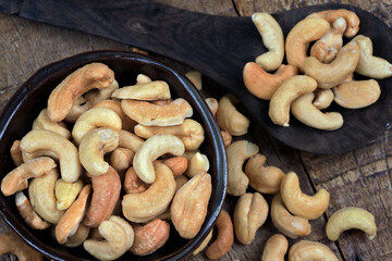 cashew nuts on ceramic bowl to appetizer