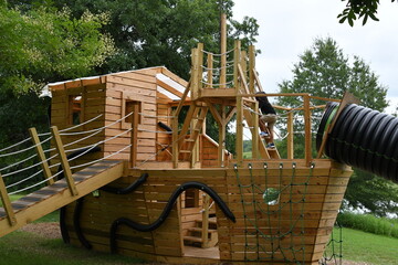 Wooden Pirate Ship in a Park