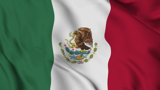 Animation of Mexico flag waving in the wind. Background with flag of mexico for mexico independence day. Video for graphic editing, 4k animation