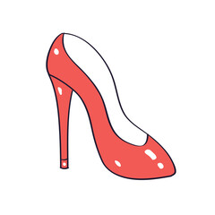 Fashionable red high heels shoe isolated vector