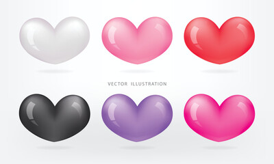 3D Heart shape in colorful collection. 3D vector rendering podium. Suitable for Valentine's Day and Mother's Day decoration.