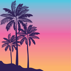 Obraz na płótnie Canvas beach sunset illustration