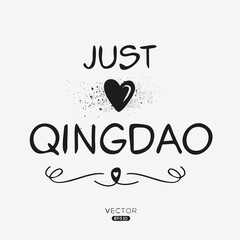 Obraz premium Creative (Qingdao) text, Can be used for stickers and tags, T-shirts, invitations, vector illustration.