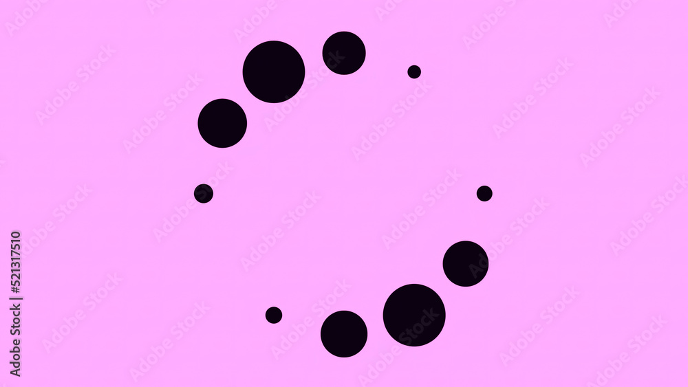 Aufkleber animation with black loading circles on colored background. animation. black dots pulsate in circula