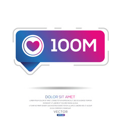 Obraz premium 100M, 100 million likes design for social network, Vector illustration.