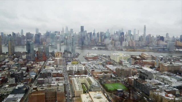 Time-lapse view of the Manhattan skyline, New York, on a gloomy day