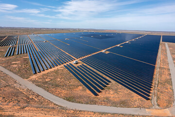 A solar power grid near the outback New South Wales town of Broken Hill - 521322740