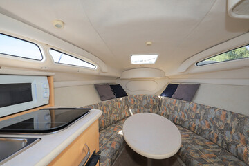 Sleeping berth interior on private yacht