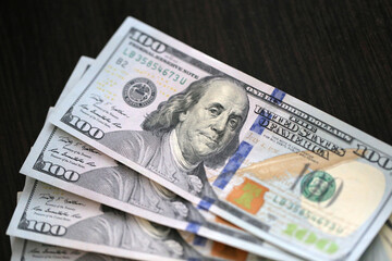 Money, hundred dollar bills on the table