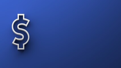 Dollar sign business presentation template with copy space. to personalize white and blue colors